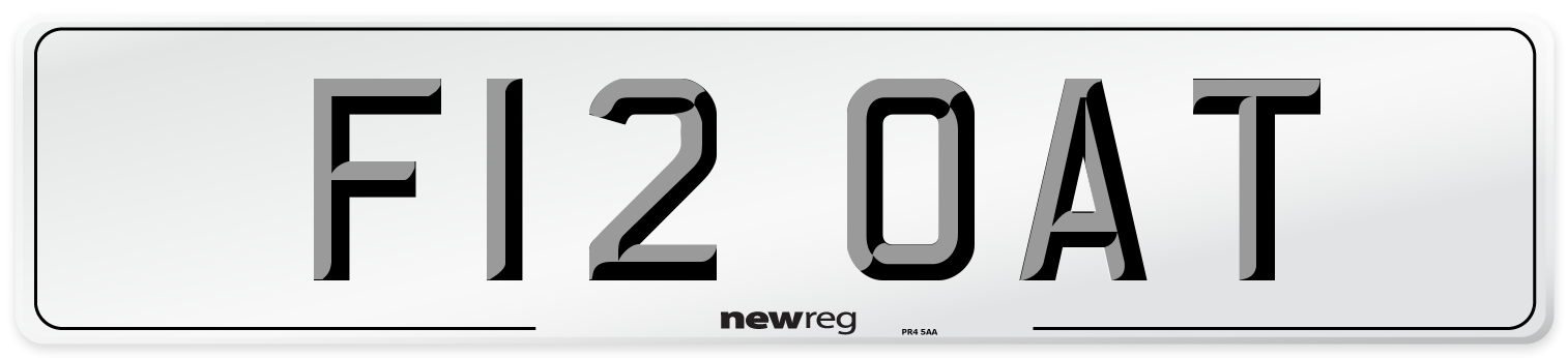 F12 OAT Number Plate from New Reg